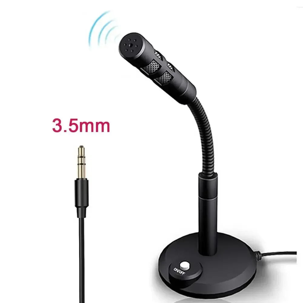 Mini 3.5mm Studio Microphone USB Desktop Wire Gaming Mic Speech Mic Stand Holder For PC Notebook Podcast Recording Studio