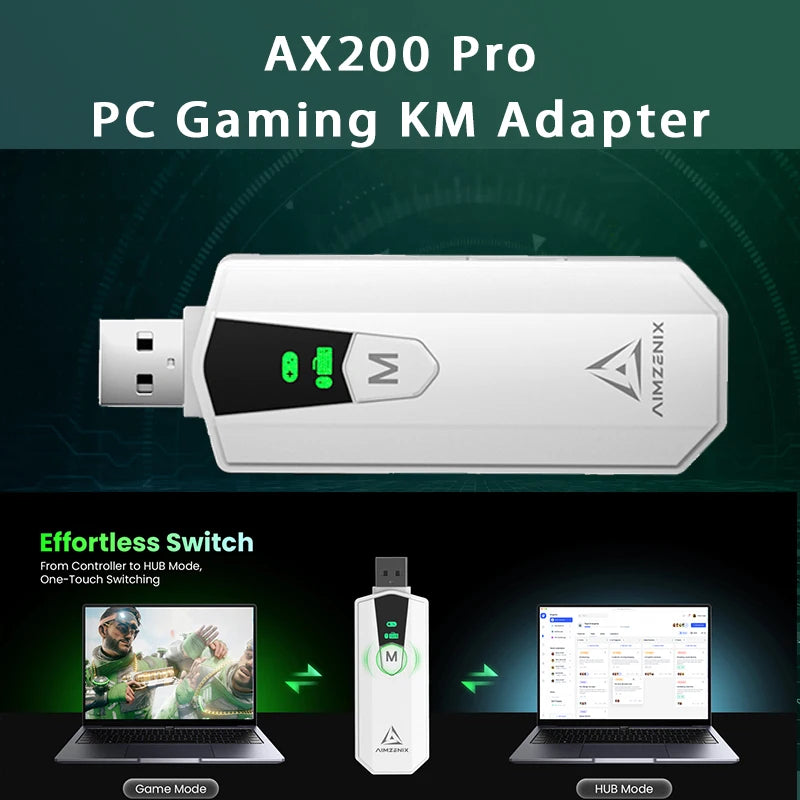 Aimzenix AX200 AX200Pro PC Gaming K&M Converter/Adapter, App Customization, 1000Hz Reporting Rate