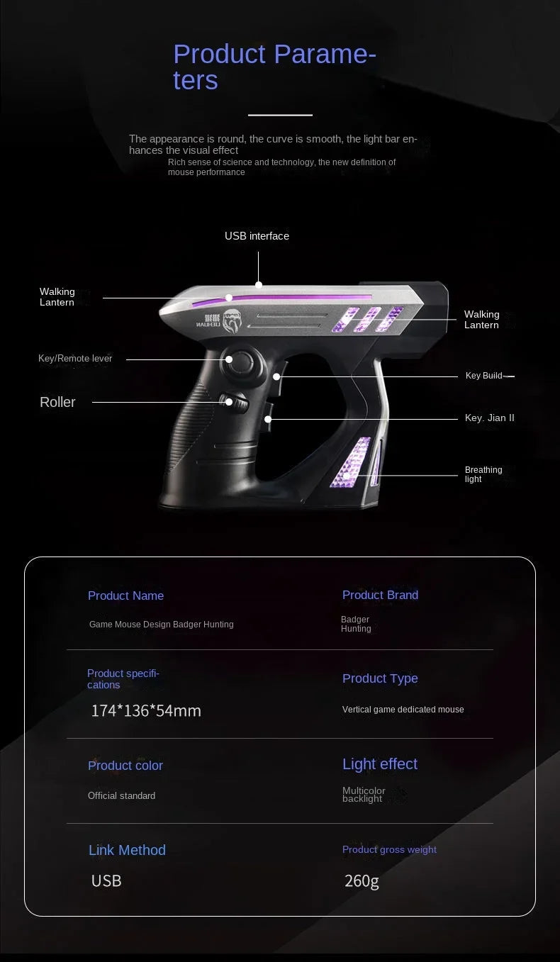 Vertical Mouse Game Ergonomic E-sports Gaming Shooting Mouse Personalized Mouse 3d Competitive Three-dimensional Special-shaped