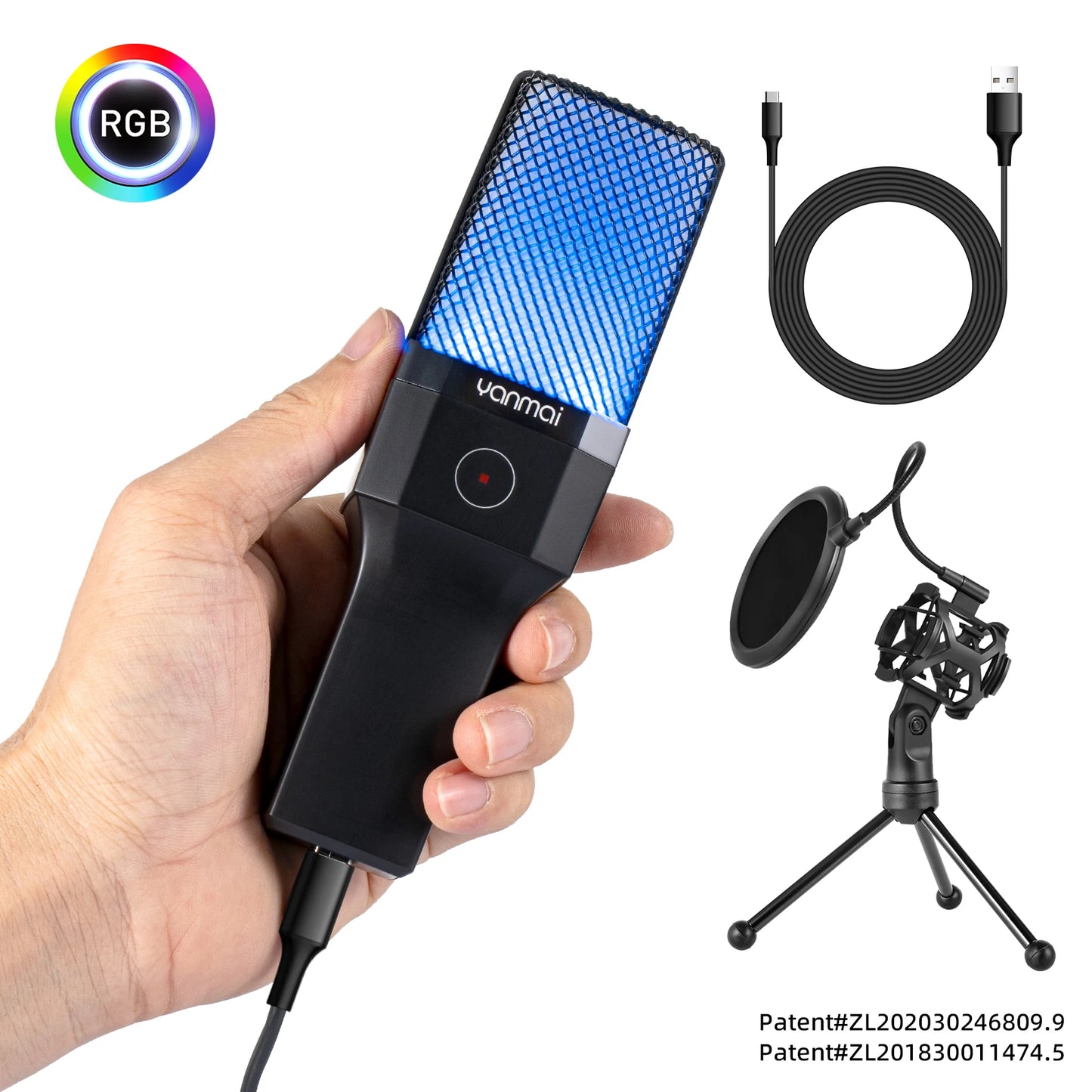 Gaming Computer Professional Condenser Microphone Mic PC Laptop USB Wired Live Streaming Podcast Studio Mike Kit Gamer Karaoke