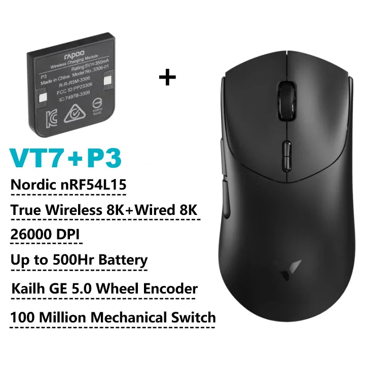 Rapoo VT7 VT7MAX Wireless Gaming Mouse True 8K Wireless Polling Rate 53g Lightweight 100-Million Mechanical Switch Macro Enabled
