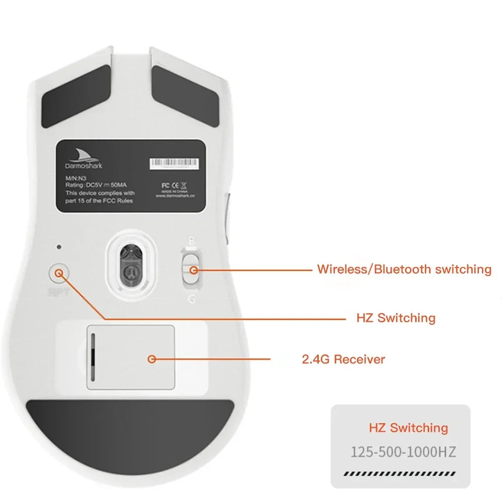 Darmoshark N3 Gaming Mouse Wireless Bluetooth Tir -Mode Telink 8273 PAW3395 Sensor 26000DPI Macro Game Mouse TTC For PC Laptop