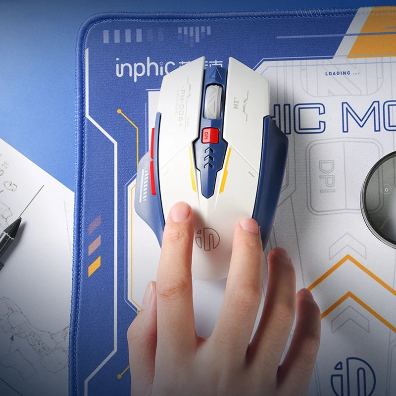 Inphic F9 Mecha Edition Wireless Mouse Silent Rechargeable Mouse Type-C LED Light Mouse For Computer Laptop Office Gaming