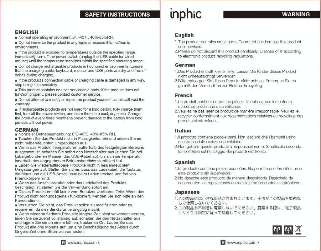 Inphic F9 Mecha Edition Wireless Mouse Silent Rechargeable Mouse Type-C LED Light Mouse For Computer Laptop Office Gaming