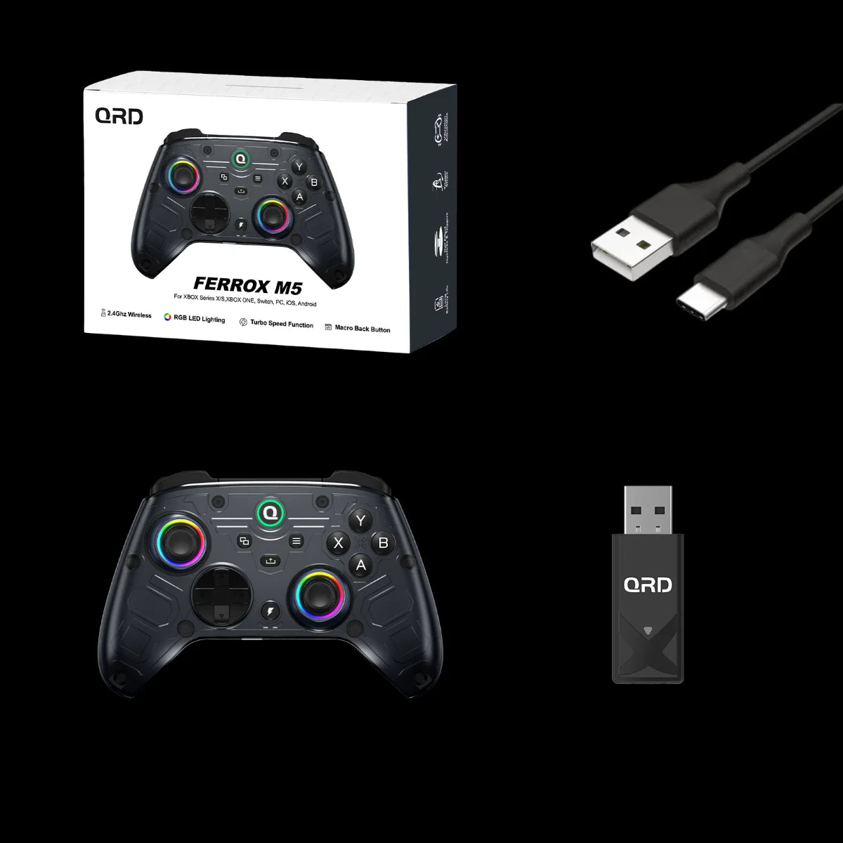 QRD FERROX M5 2.4Ghz Wireless Controller For for Xbox Series X Xbox Series S Xbox One  Steam and Windows PC with Hall Effect Joy