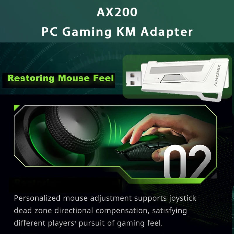 Aimzenix AX200 AX200Pro PC Gaming K&M Converter/Adapter, App Customization, 1000Hz Reporting Rate