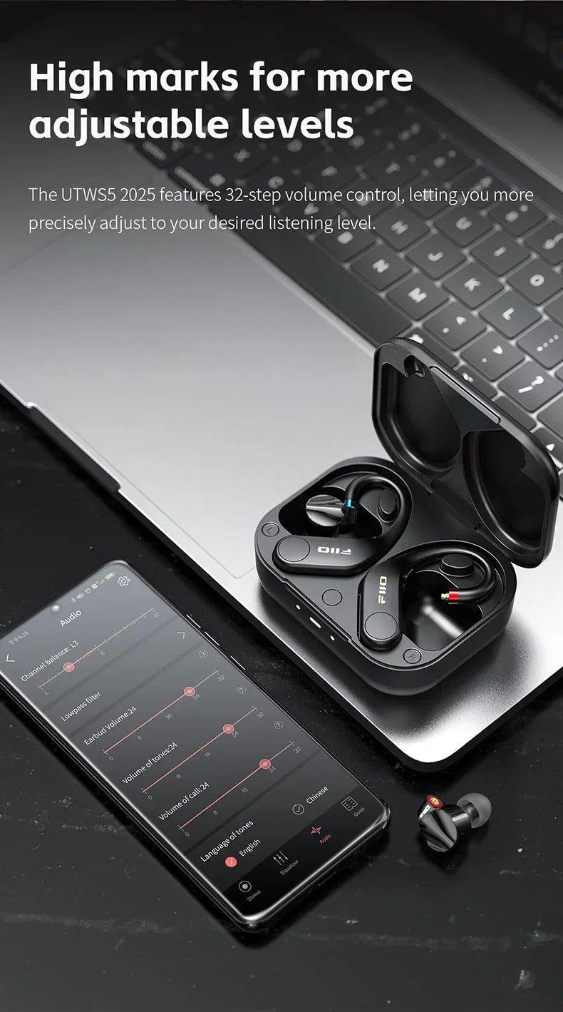 FiiO UTWS5 2025 True Wireless Earbuds Hook Earphone Bluetooth Hi-Res 96kHz/24bit Headphone LDAC -MMCX/0.78 2pins Portable For PC