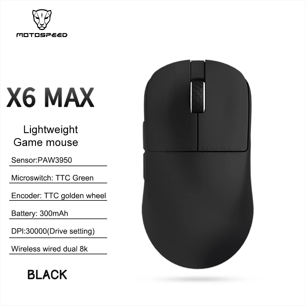 Darmoshark Gaming Mouse X6-MAX PAW3950 Wireless Dual-Mode 8k Motospeed Mouse 30000DPI Lightweight Macro Game Mice For PC Laptop