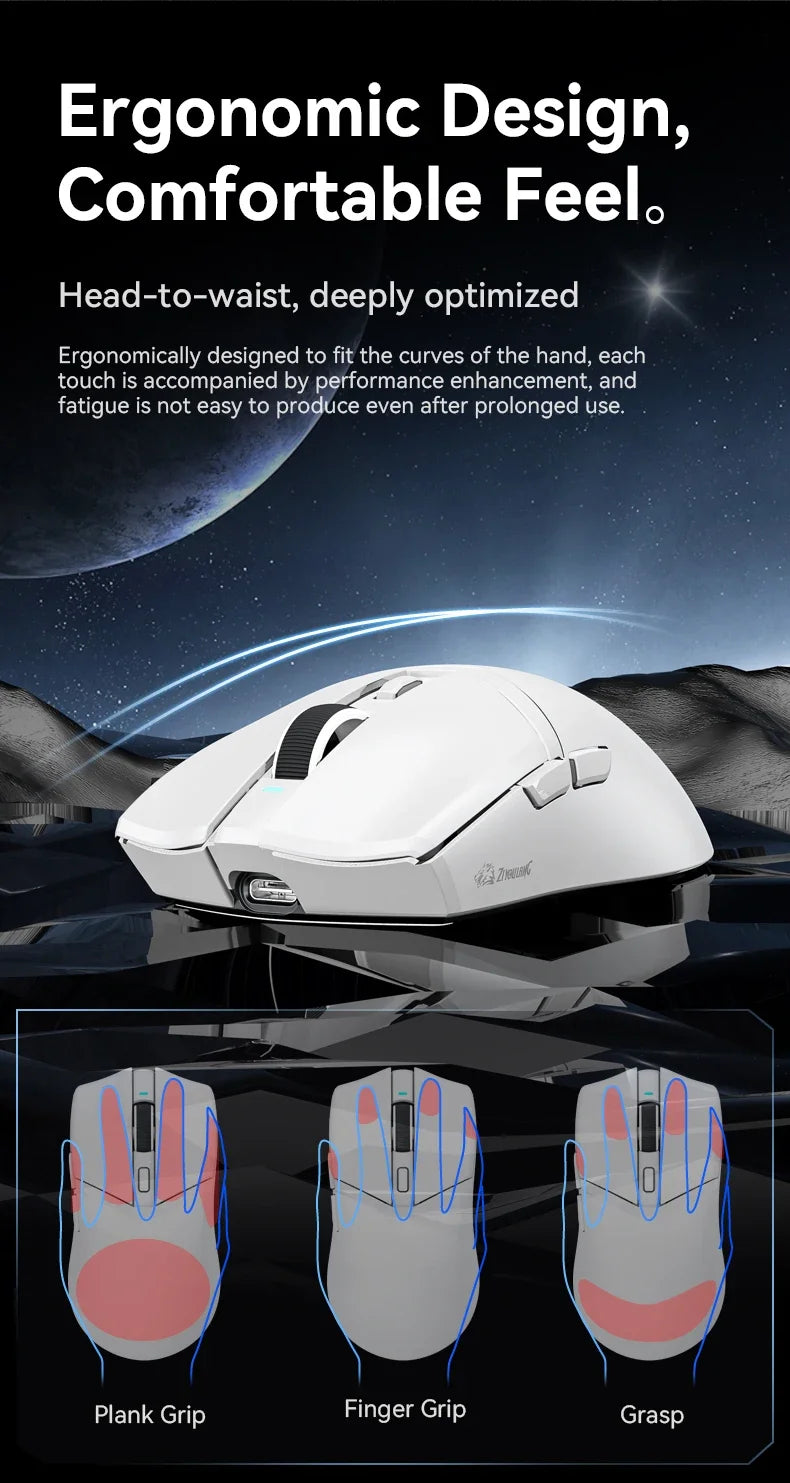 ZIYOULANG X2  Wireless Mouse , PixArt PAW3311, Tri-Mode Connection,RGB Magnetic Charging Base,Macro Gaming Mouse