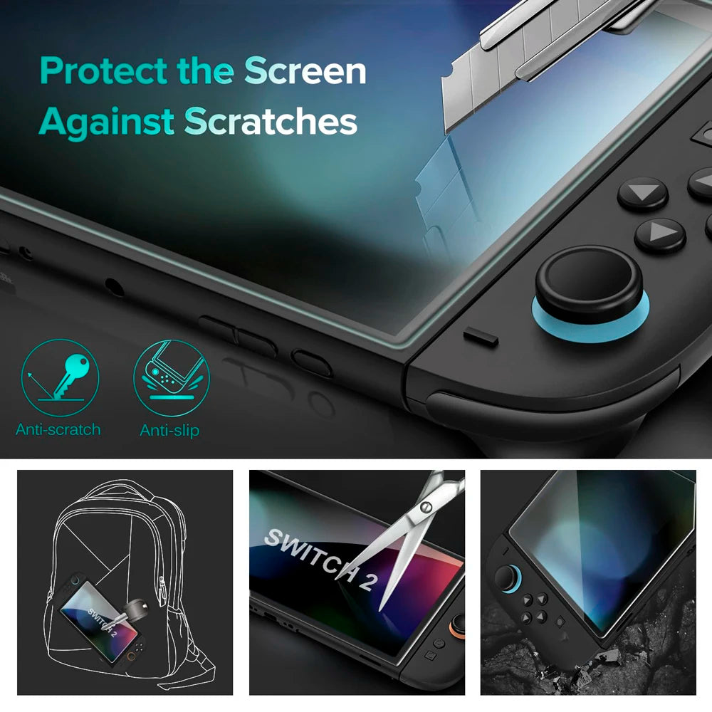 Tempered Glass Protector For Nintendo Switch 2 2025 Accessories Screen Protector For Nintendo Switch 2 With Joystick Cap