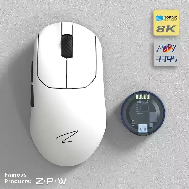 ZAOPIN ZPW Max Esports Mouse Wireless Tri-mode Nordic 52840 PAW3395 PAW3950 8K Receiver Lightweight Custom PC Laptop Gaming Mice