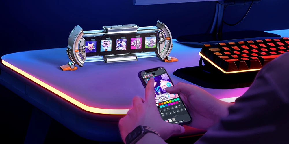 Divoom Times Gate - Cyberpunk Gaming Setup Digital Clock with Smart APP Control, WiFi Connect, RGB LED Display,
