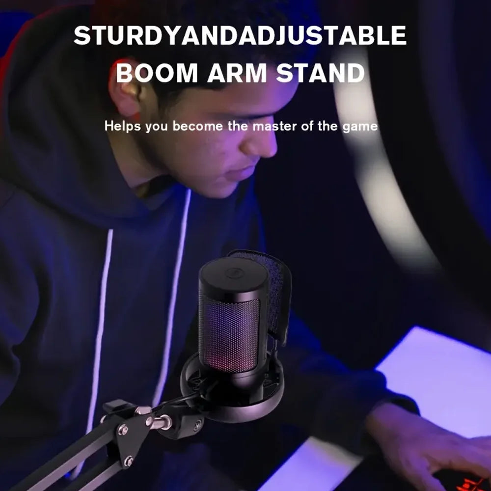 Gaming USB Microphone, Controllable RGB Lighting, With Cantilever Bracket, Suitable for Game Live Streaming and Audio Recording