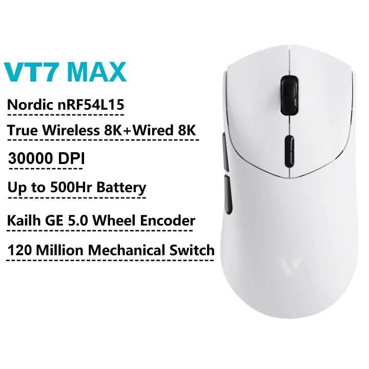 Rapoo VT7 VT7MAX Wireless Gaming Mouse True 8K Wireless Polling Rate 53g Lightweight 100-Million Mechanical Switch Macro Enabled