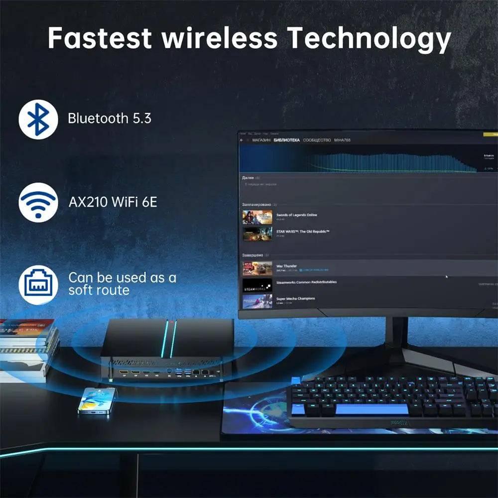 Msecore MV300 14th Intel Core i5 i7 i9 RTX 4070 12G Gaming Mini PC Windows 11 Office Desktop Computer DDR5 NVME WiFi6E BT5.3