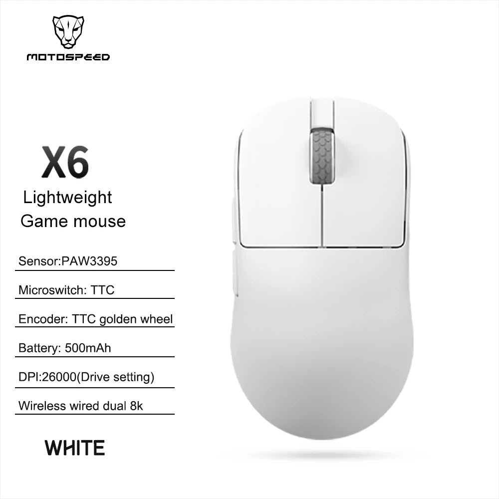 Darmoshark Gaming Mouse X6-MAX PAW3950 Wireless Dual-Mode 8k Motospeed Mouse 30000DPI Lightweight Macro Game Mice For PC Laptop