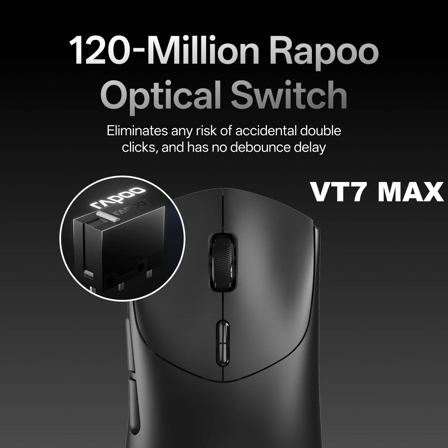 Rapoo VT7 VT7MAX Wireless Gaming Mouse True 8K Wireless Polling Rate 53g Lightweight 100-Million Mechanical Switch Macro Enabled