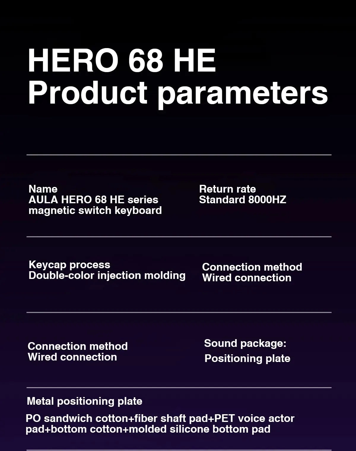 AULA HERO 68HE Magnetic Switch Keyboard RGB Gaming Mechanical Keyboard Rapid Trigger 8K Return Wired Esports Custom Keyboard
