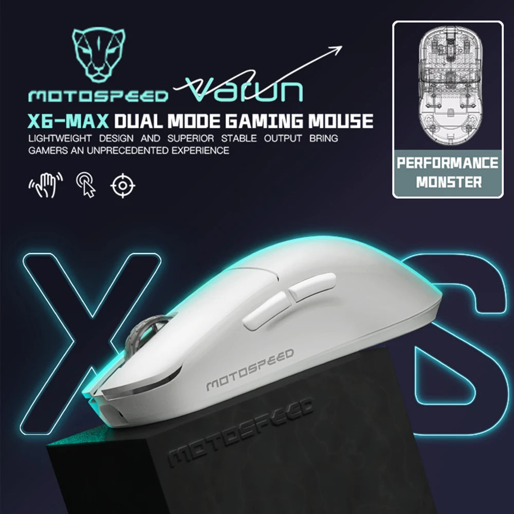 Darmoshark Gaming Mouse X6-MAX PAW3950 Wireless Dual-Mode 8k Motospeed Mouse 30000DPI Lightweight Macro Game Mice For PC Laptop