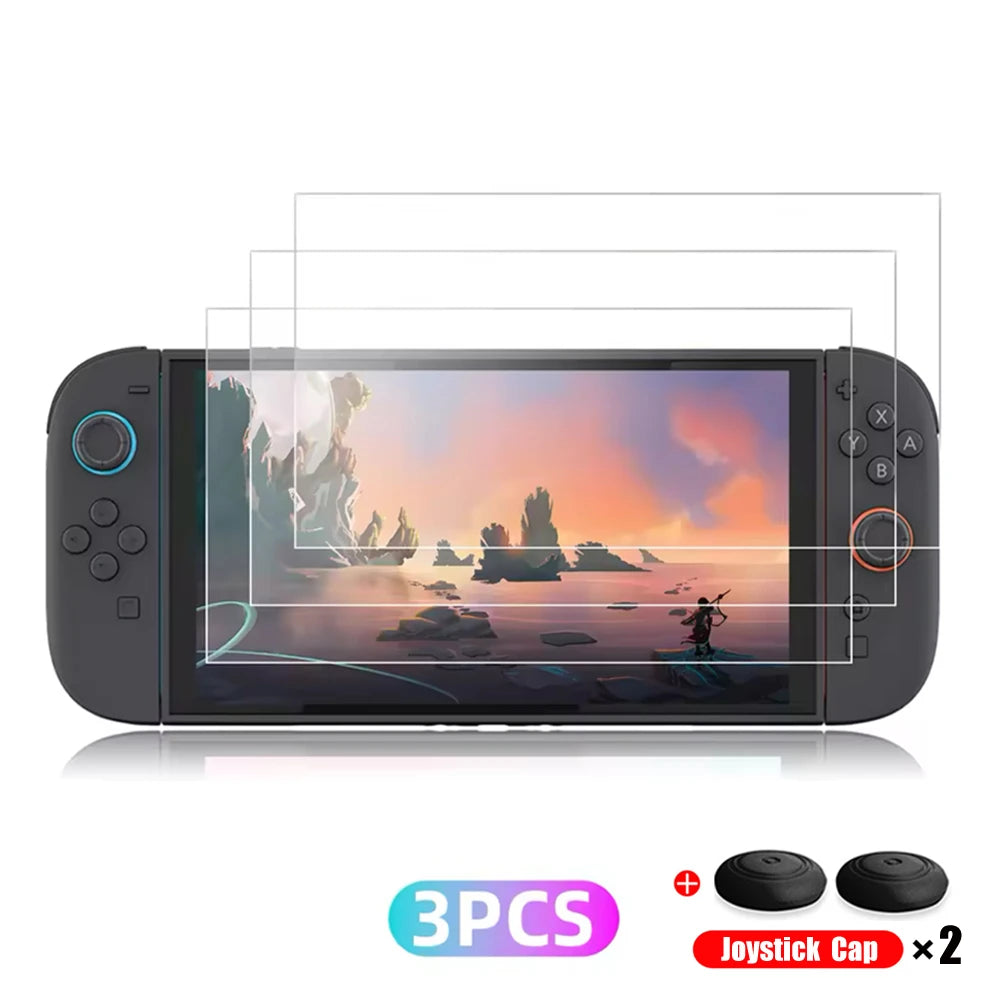 Tempered Glass Protector For Nintendo Switch 2 2025 Accessories Screen Protector For Nintendo Switch 2 With Joystick Cap