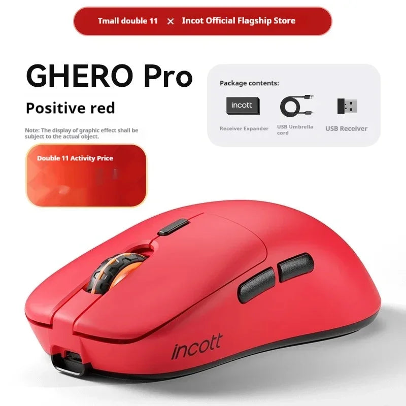 Incott Ghero Pro Gaming Mouse G24/G23 Wireless Mouse 3 mode 2.4G Bluetooth Lightweight PAW3395 Mice customize G24 pro Mouse Gift