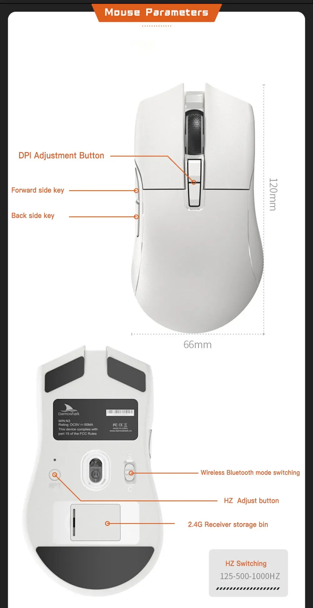 Darmoshark N3 Gaming Mouse Wireless Bluetooth Tir -Mode Telink 8273 PAW3395 Sensor 26000DPI Macro Game Mouse TTC For PC Laptop