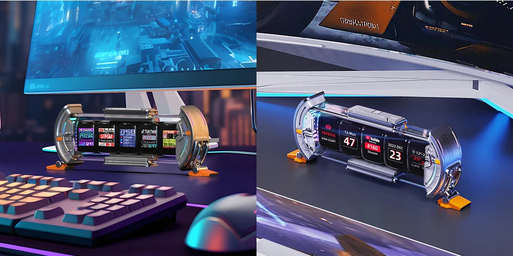 Divoom Times Gate - Cyberpunk Gaming Setup Digital Clock with Smart APP Control, WiFi Connect, RGB LED Display,
