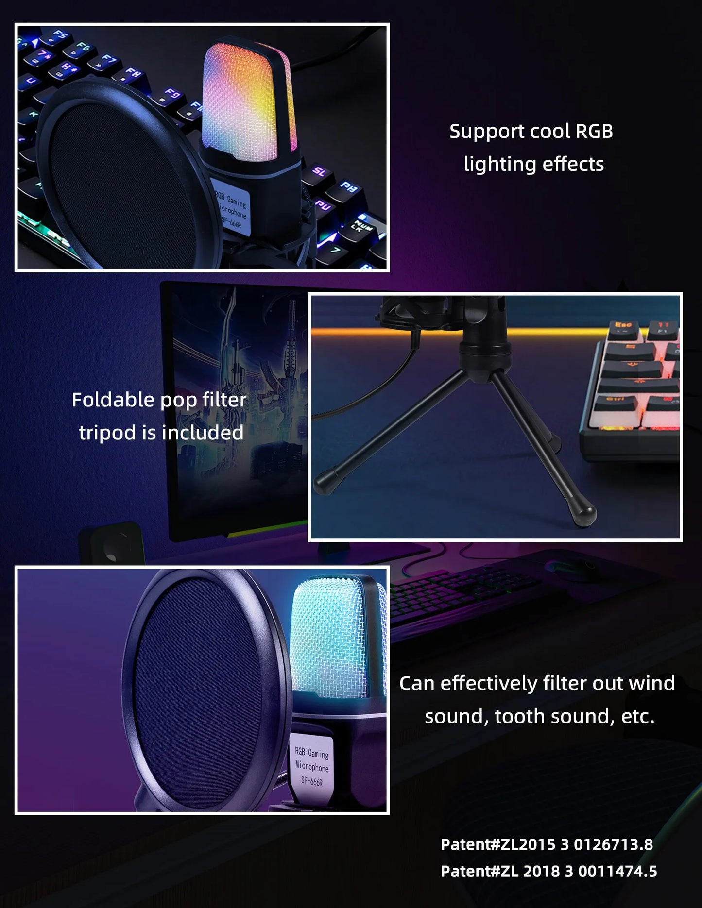 Gaming Computer Professional Condenser Microphone Mic PC Laptop USB Wired Live Streaming Podcast Studio Mike Kit Gamer Karaoke