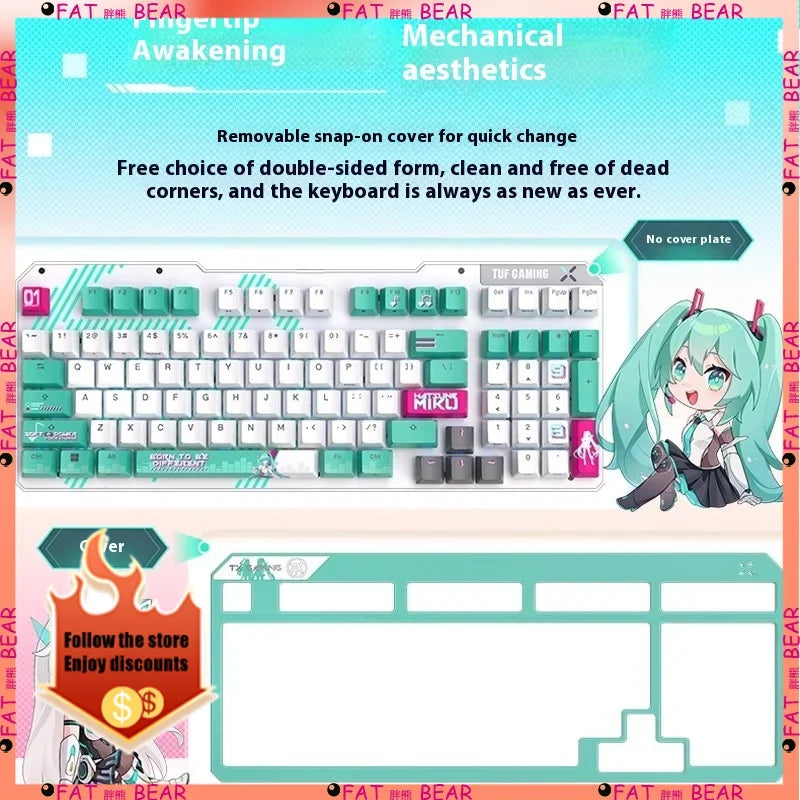 ASUS Tianxuan Mini Hatsune Miku  TX98miku Co branded Cable Video Game Mechanical Keyboard Customizable PC Gaming Keyboard