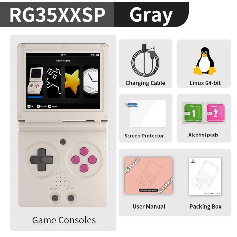 Anbernic RG34XXSP RG35XXSP Flip Handheld Game Console IPS Screen Linux 64-bit Collapsible Retro Video Gaming Player 5000+ Games