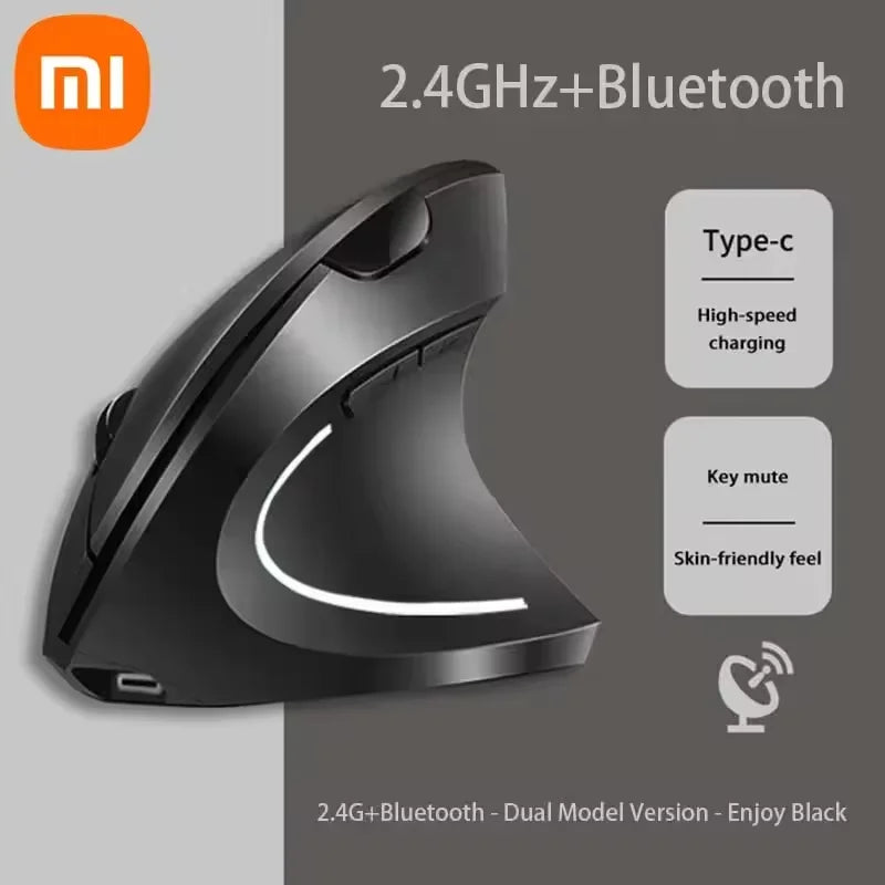 Xiaomi Wireless Bluetooth Vertical Mouse Rechargeable Personalised Side Grip Ergonomic 2.4G Mute Gaming PC Computer Mouse New