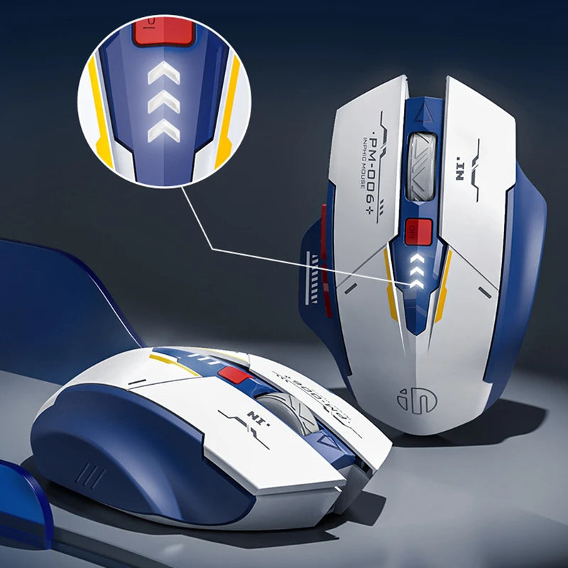 Inphic F9 Mecha Edition Wireless Mouse Silent Rechargeable Mouse Type-C LED Light Mouse For Computer Laptop Office Gaming