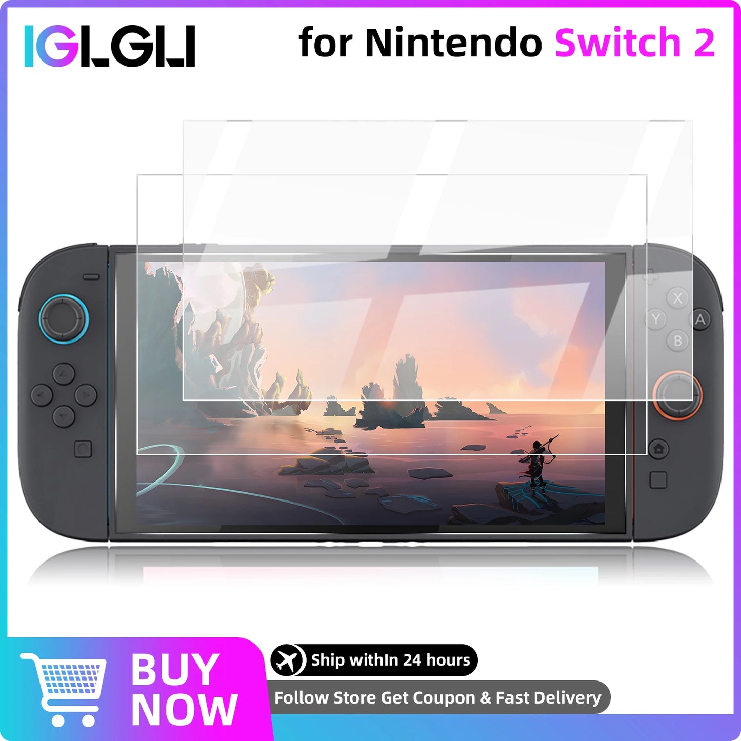 9H Tempered Glass for Nintendo Switch 2 Screen Protector, HD Clear Anti-Scratch Protective Film Switch2 Console Accessories