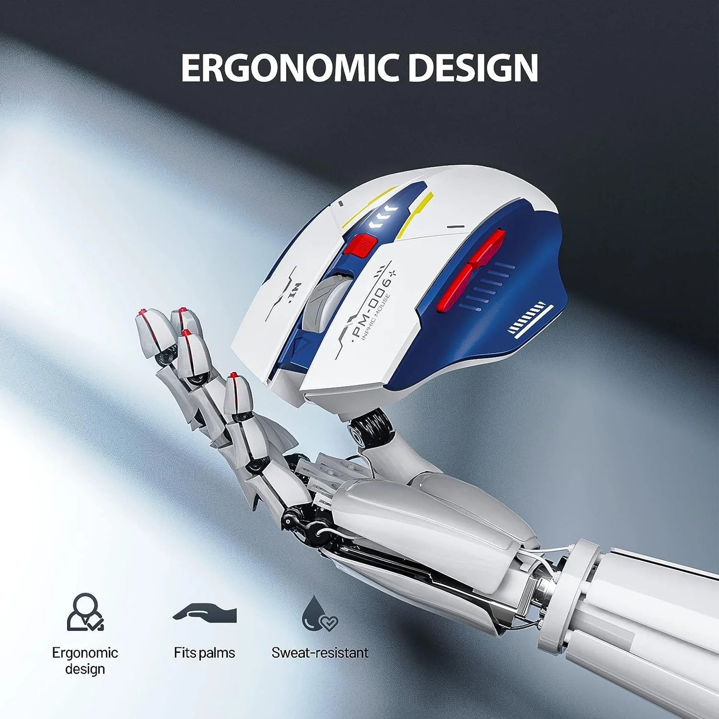 Inphic F9 Mecha Edition Wireless Mouse Silent Rechargeable Mouse Type-C LED Light Mouse For Computer Laptop Office Gaming