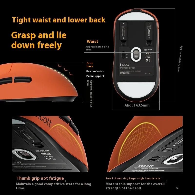 Incott G23 Pro Paw3950 Sensor Hot Swap Fast Charge Wireless Mouse 8k Dual Mode Gaming Mouse Ergonomics Pc Gamer Accessories Gift