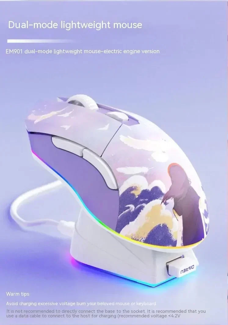 Dareu Em901 Mouse Dual Mode Wireless Charging Base Air PAW3395 Low Latency RGB Gaming Mouse Pc Gamer Accessories Custom Office