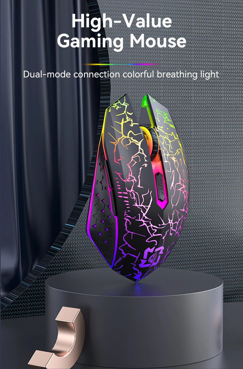 Bluetooth5.2 Wireless Mouse RGB Gaming Mouse Silent Mouse Rechargeable Mouse 800-1200-1600 DPI Mouse Mice for PC Laptop Macbook