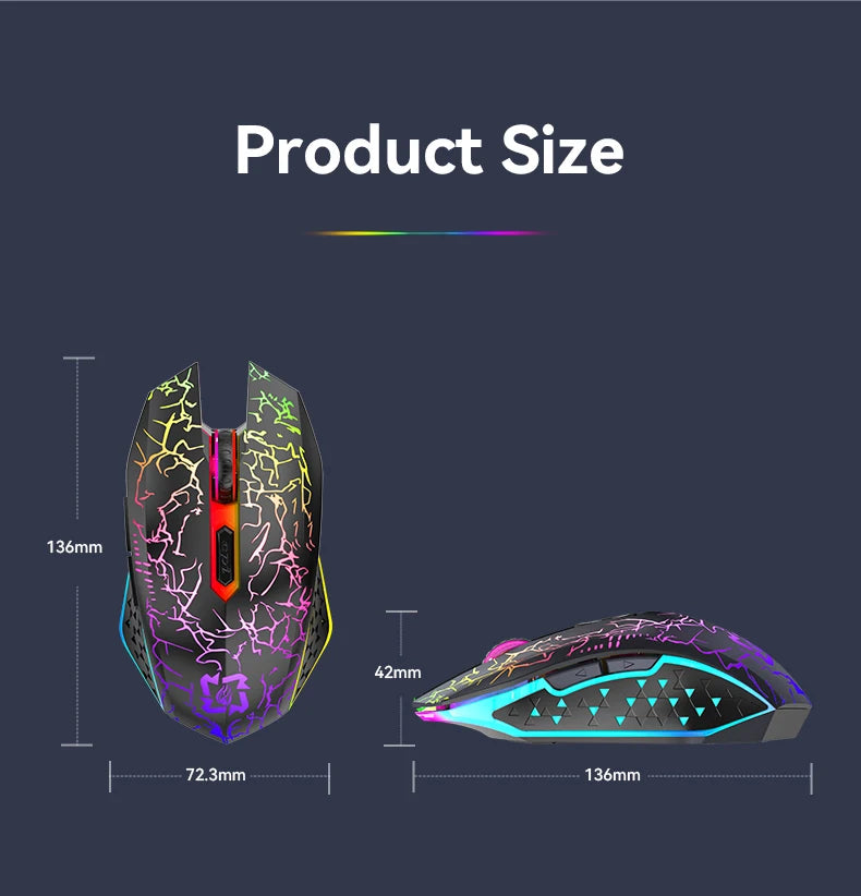 Bluetooth5.2 Wireless Mouse RGB Gaming Mouse Silent Mouse Rechargeable Mouse 800-1200-1600 DPI Mouse Mice for PC Laptop Macbook