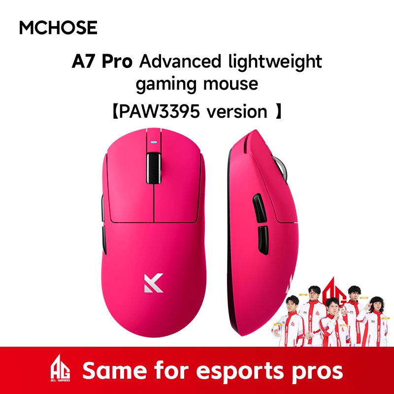 MCHOSE A7 Pro Ultra Wireless Mouse Tri-Mode Gaming E-sports Mouse PAW3950 Lightweight 42000dpi 8K Low Delay Ergonomics 500mAh