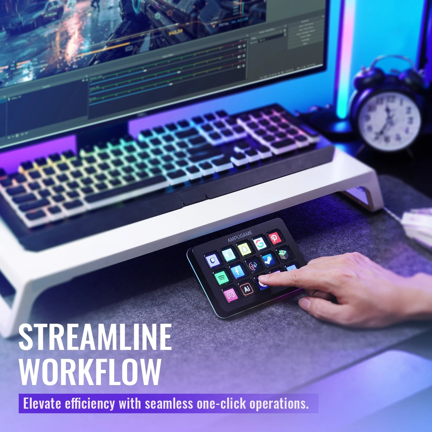 FIFINE D6 Mini Keyboard with 15 Customizable Macro Buttons, Trigger Actions via App， Custom Macros for OBS/Twitch/YouTube/VK