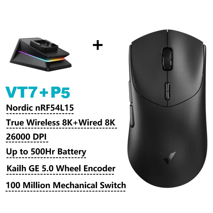 Rapoo VT7 VT7MAX Wireless Gaming Mouse True 8K Wireless Polling Rate 53g Lightweight 100-Million Mechanical Switch Macro Enabled