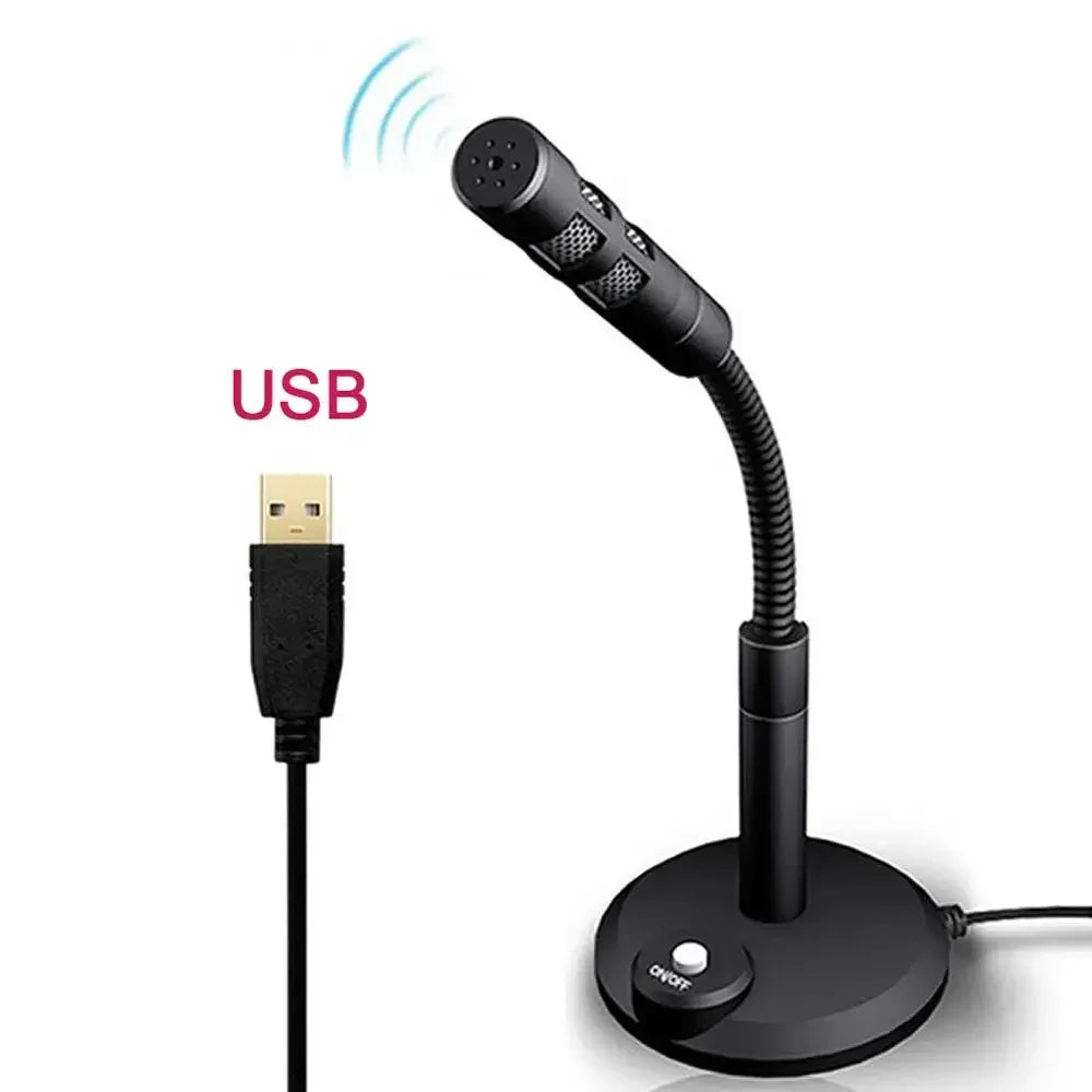 Mini 3.5mm Studio Microphone USB Desktop Wire Gaming Mic Speech Mic Stand Holder For PC Notebook Podcast Recording Studio