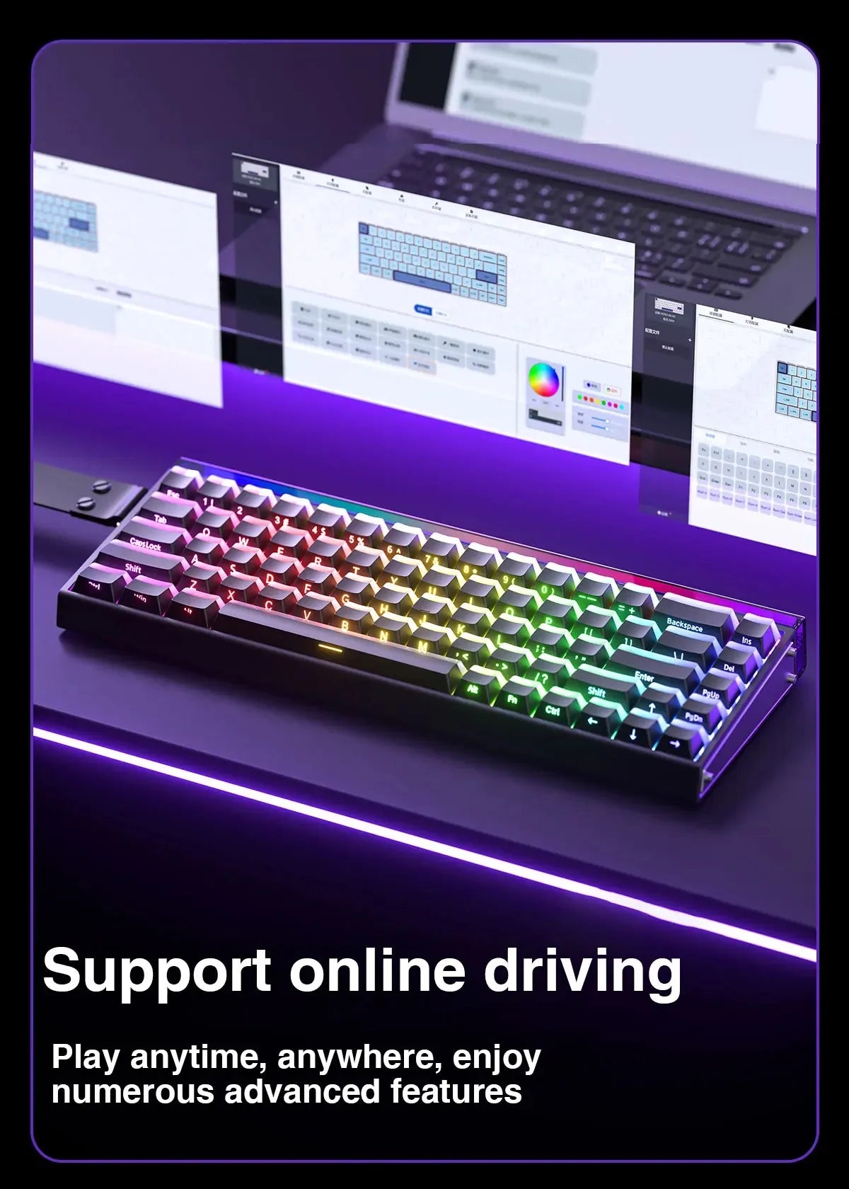 AULA HERO 68HE Magnetic Switch Keyboard RGB Gaming Mechanical Keyboard Rapid Trigger 8K Return Wired Esports Custom Keyboard