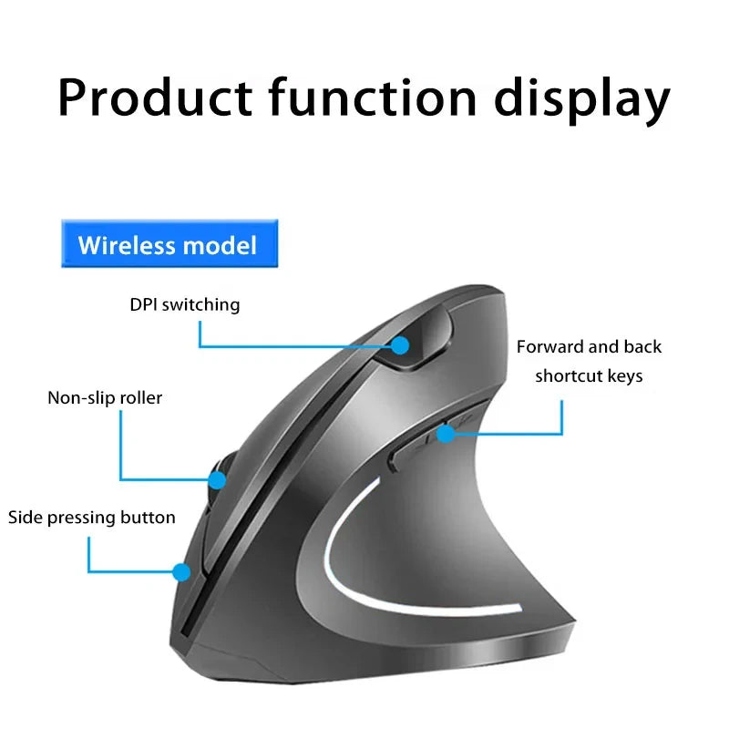 Xiaomi Wireless Bluetooth Vertical Mouse Rechargeable Personalised Side Grip Ergonomic 2.4G Mute Gaming PC Computer Mouse New
