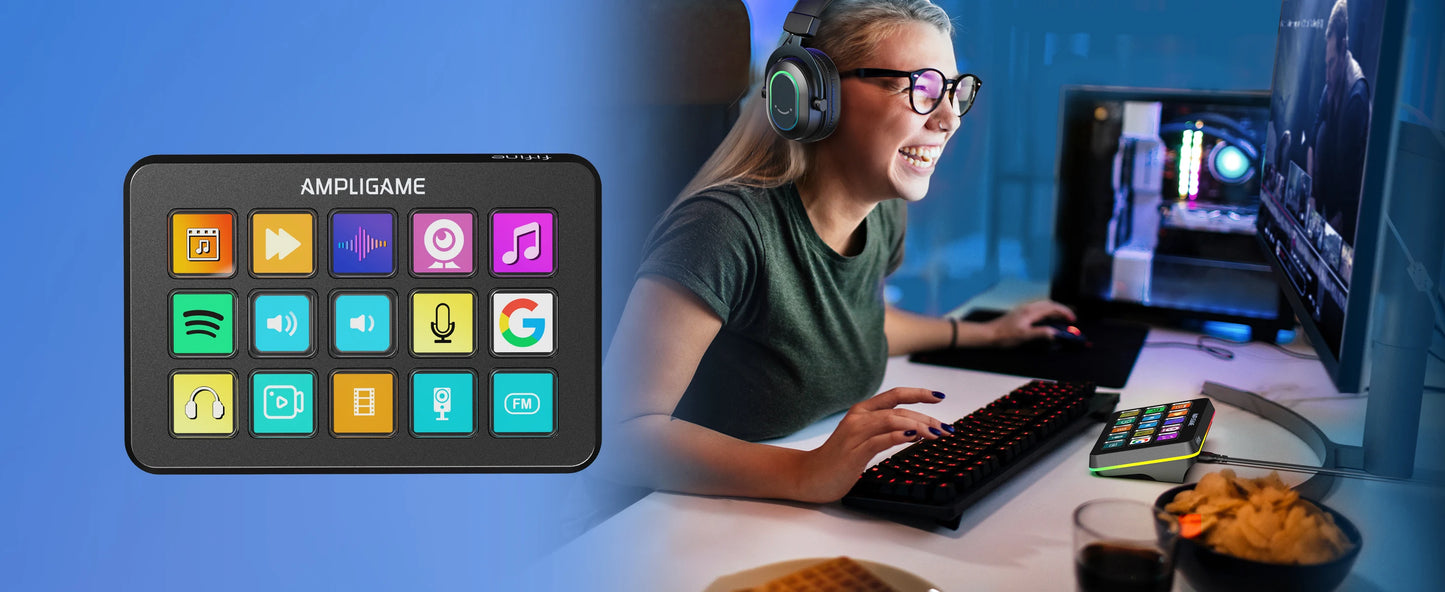 FIFINE D6 Mini Keyboard with 15 Customizable Macro Buttons, Trigger Actions via App， Custom Macros for OBS/Twitch/YouTube/VK