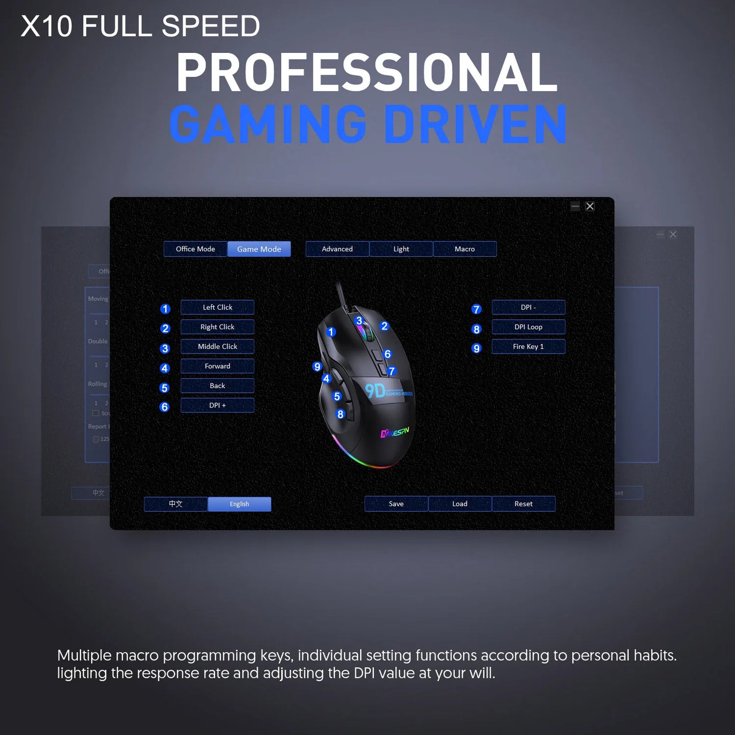 12000DPI Macro RGB Gaming Mouse 9 Programmable Keys Game Mouse RGB Light Max to 6 levels For pc mac gun PUBG Laptop